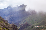 Mountain serpentine. Landscape of the Masca Gorge. Beautiful views of the coast with small villages in Tenerife, Canary Islands