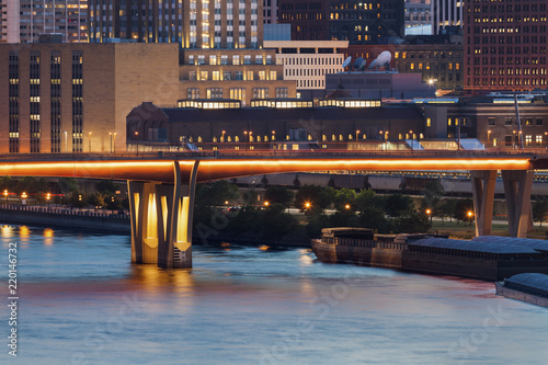 Illuminated bridge in St. Paul