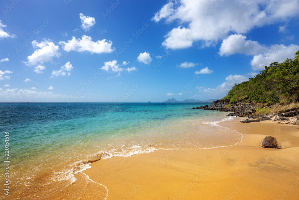 Exotic Beach in Martinique, Caribbean. Pointe Borgnese Natural Site