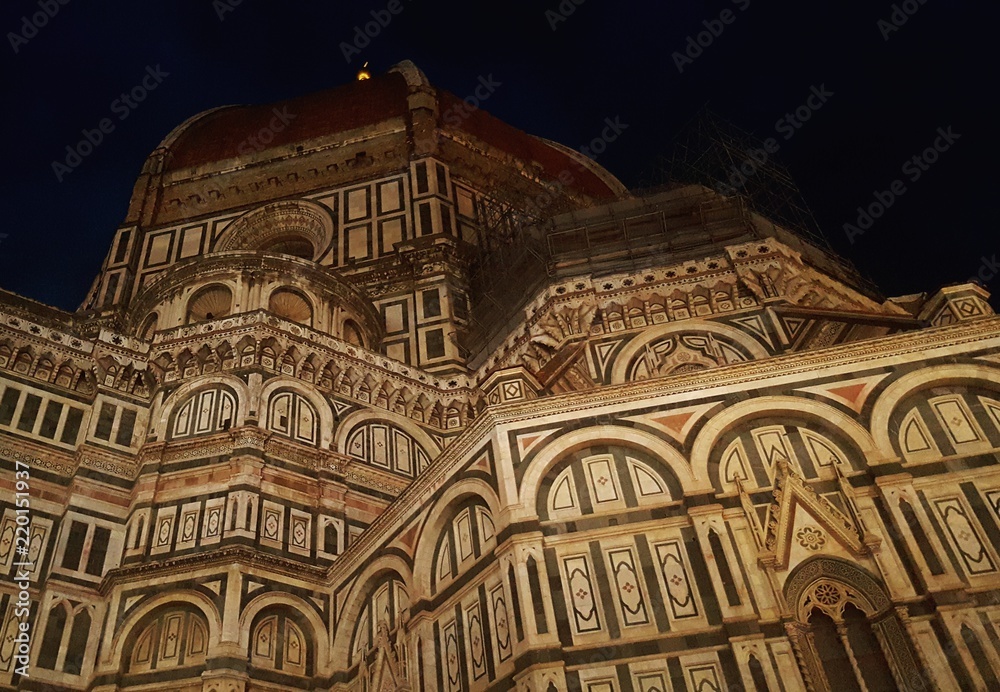 cathedral in florence italy at night