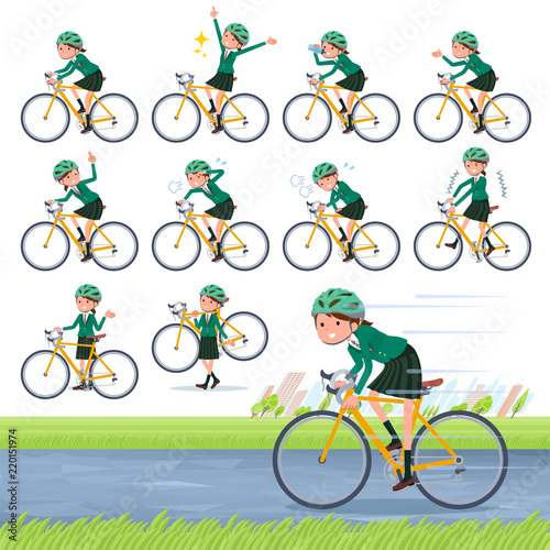 flat type school girl Green Blazer_road bike