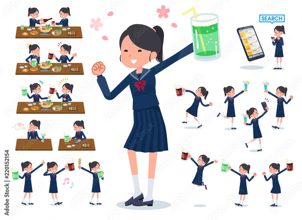 Fototapeta premium flat type school girl Sailor suit_party