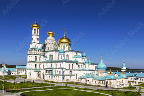 Panorama of the Voskresensky New Jerusalem stauropegial monastery in town Istra, view from above. Moscow region. Russia