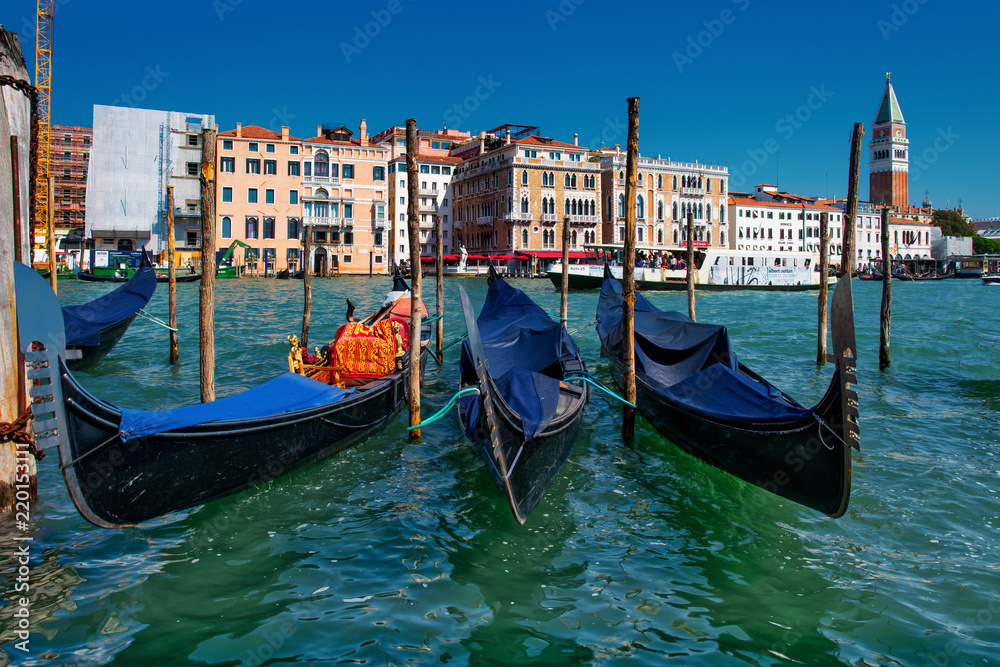 Gondolas in Venice near Piazza San Marco