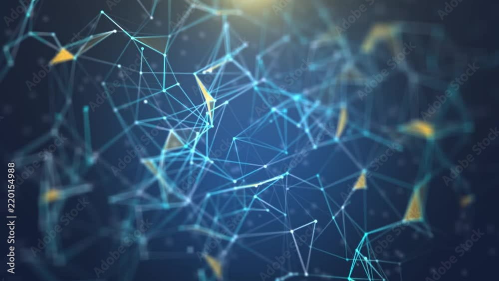 Plexus of abstract blue geometrical lines with moving triangles and dots. Loop animations. Plexus of abstract blue geometrical lines with moving triangles and dots. Loop animations.