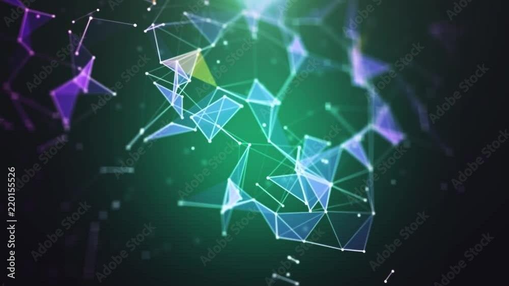 Plexus of abstract neon geometrical lines with moving triangles and dots. Loop animations. Plexus of abstract neon geometrical lines with moving triangles and dots. Loop animations.