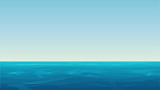 Vector Realistic cartoon vector empty blue ocean sea and sky landscape.