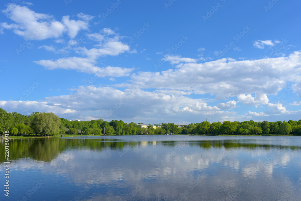 Recreation area in the North of Moscow, Russia consists of Golovin ponds and mikhalkovo estate