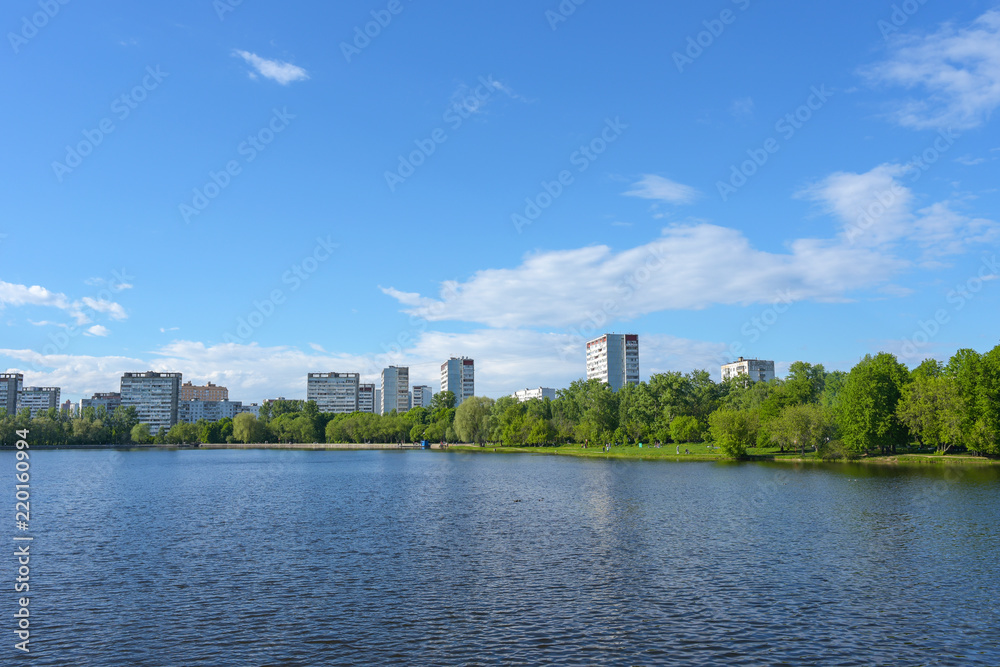 Recreation area in the North of Moscow, Russia consists of Golovin ponds and mikhalkovo estate