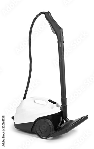 Modern professional steam cleaner on white background