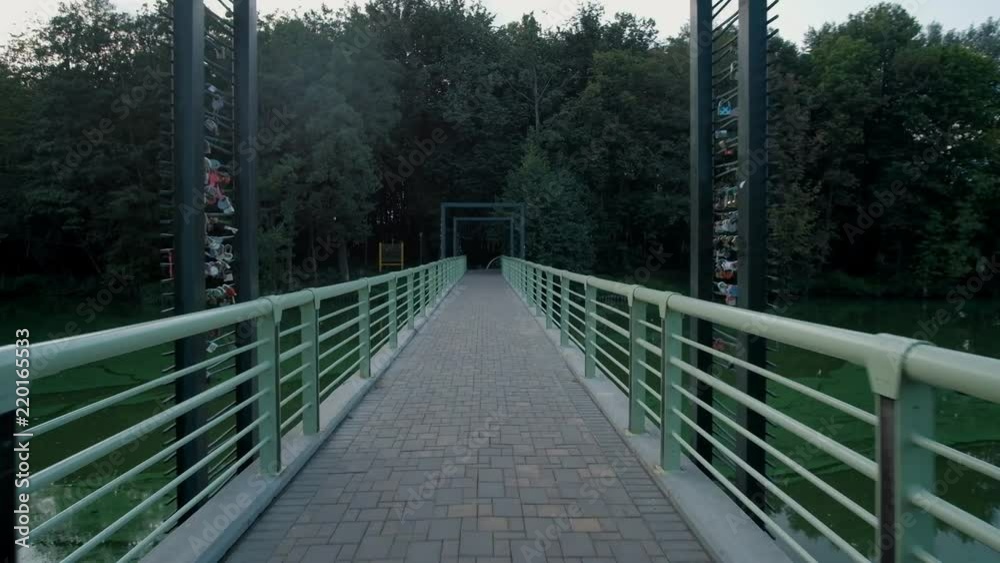 Riding on footbridge Riding on footbridge