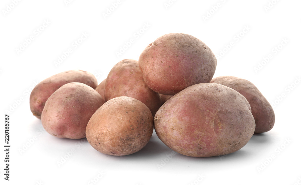 Fresh ripe organic potatoes on white background Fresh ripe organic potatoes on white background