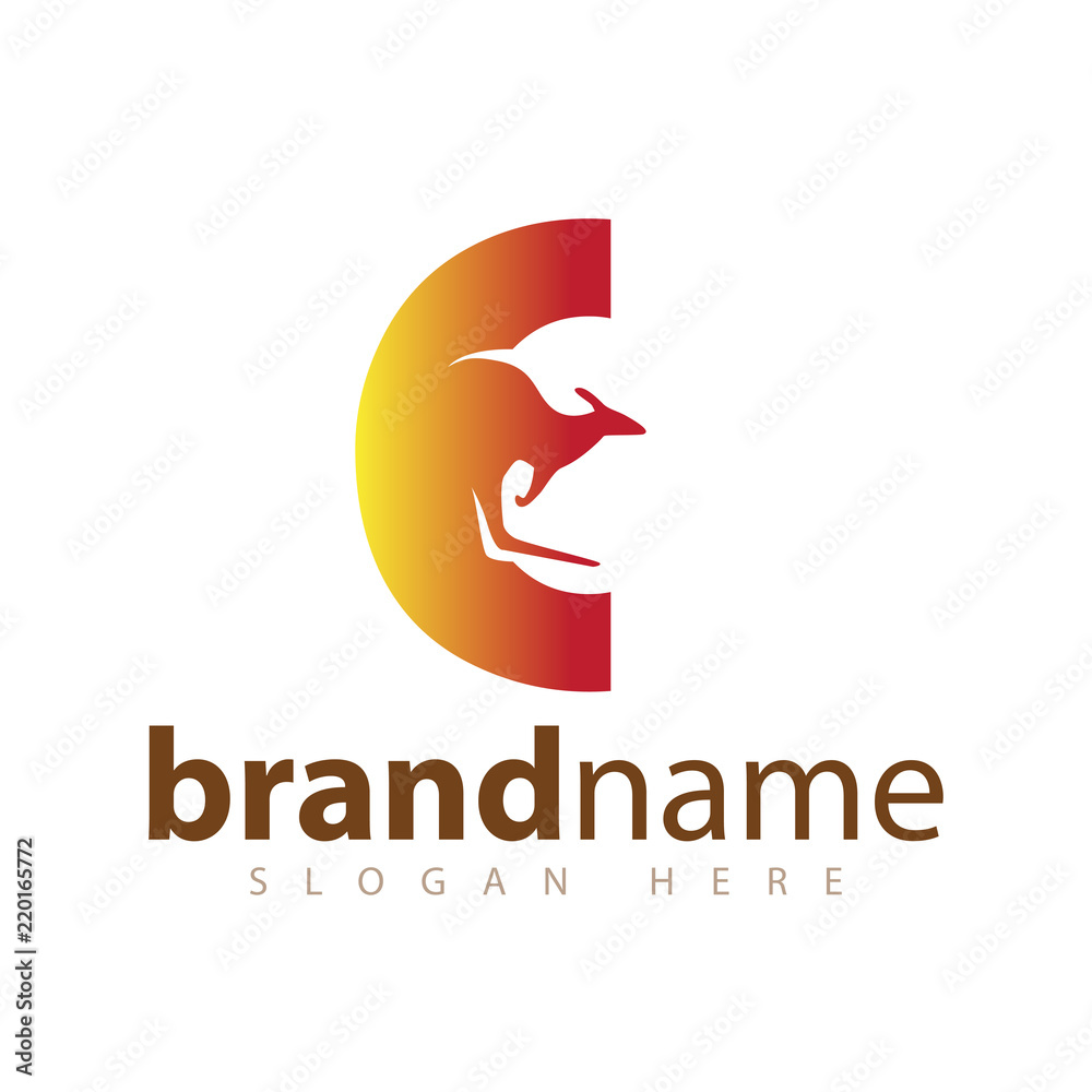 E Initial letter with kangaroo logo icon vector E Initial letter with kangaroo logo icon vector