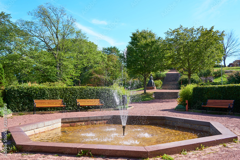  Fountain in Mariehamn on a summer sunny day.