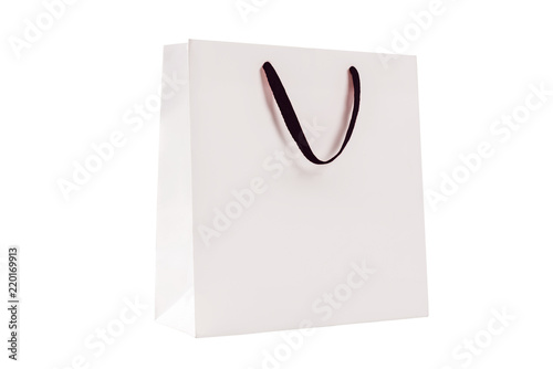 White shopping bag isolated on white background.
