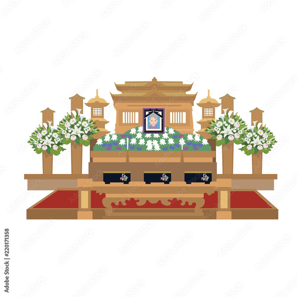 Naklejka premium 葬儀 祭壇 イラスト 