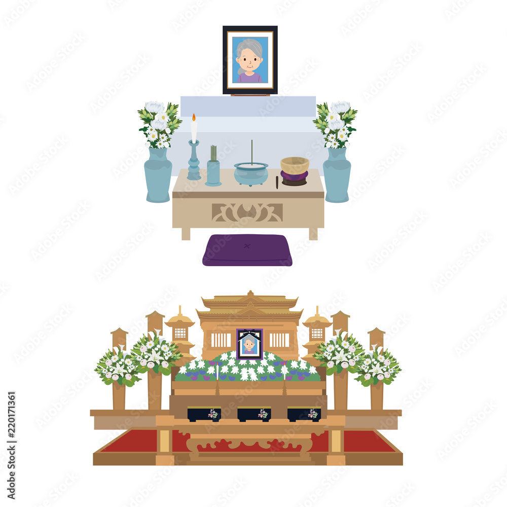 葬儀 祭壇 イラスト 自宅葬 Stock ベクター Adobe Stock