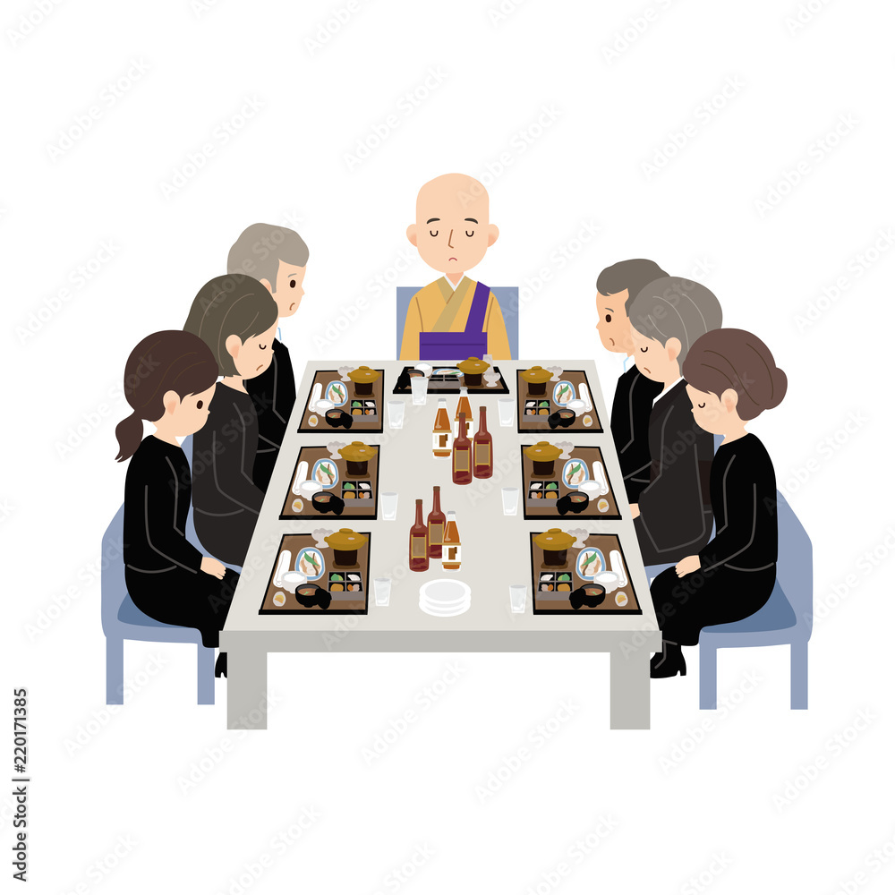 通夜ぶるまい お通夜 会食 イラスト Stock Vector Adobe Stock