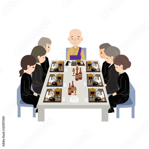 通夜ぶるまい　お通夜　会食　イラスト
