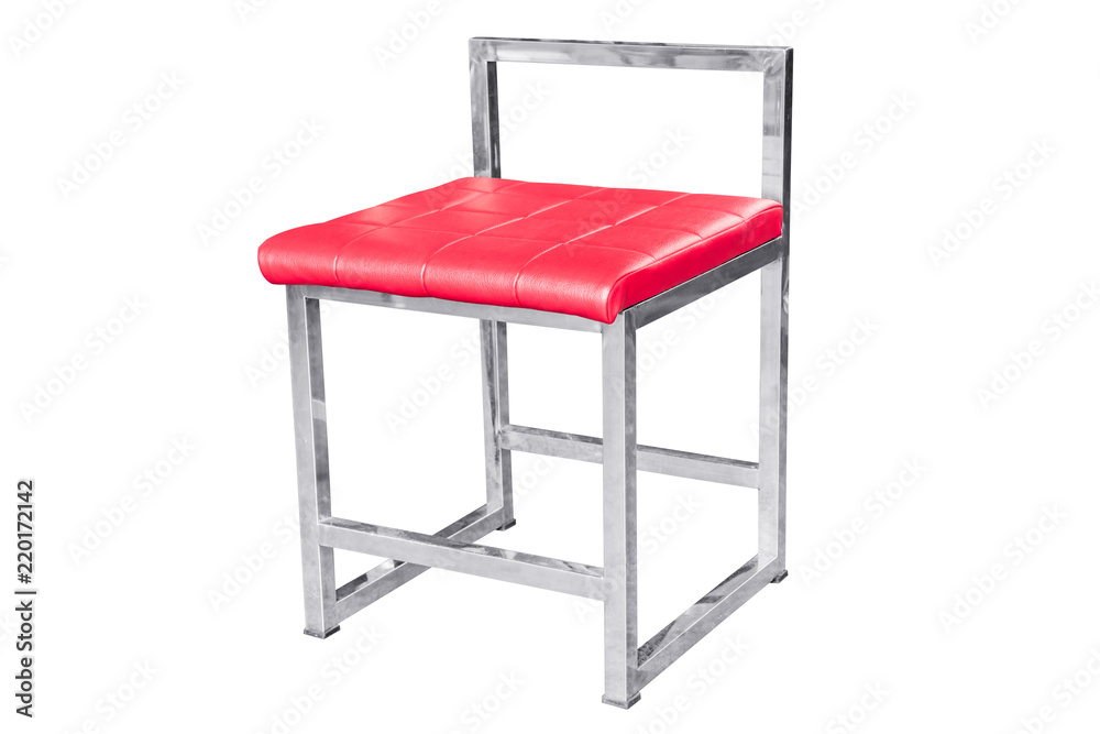 Stainless steel chair with leather cushion isolated. Stainless steel chair with leather cushion isolated.