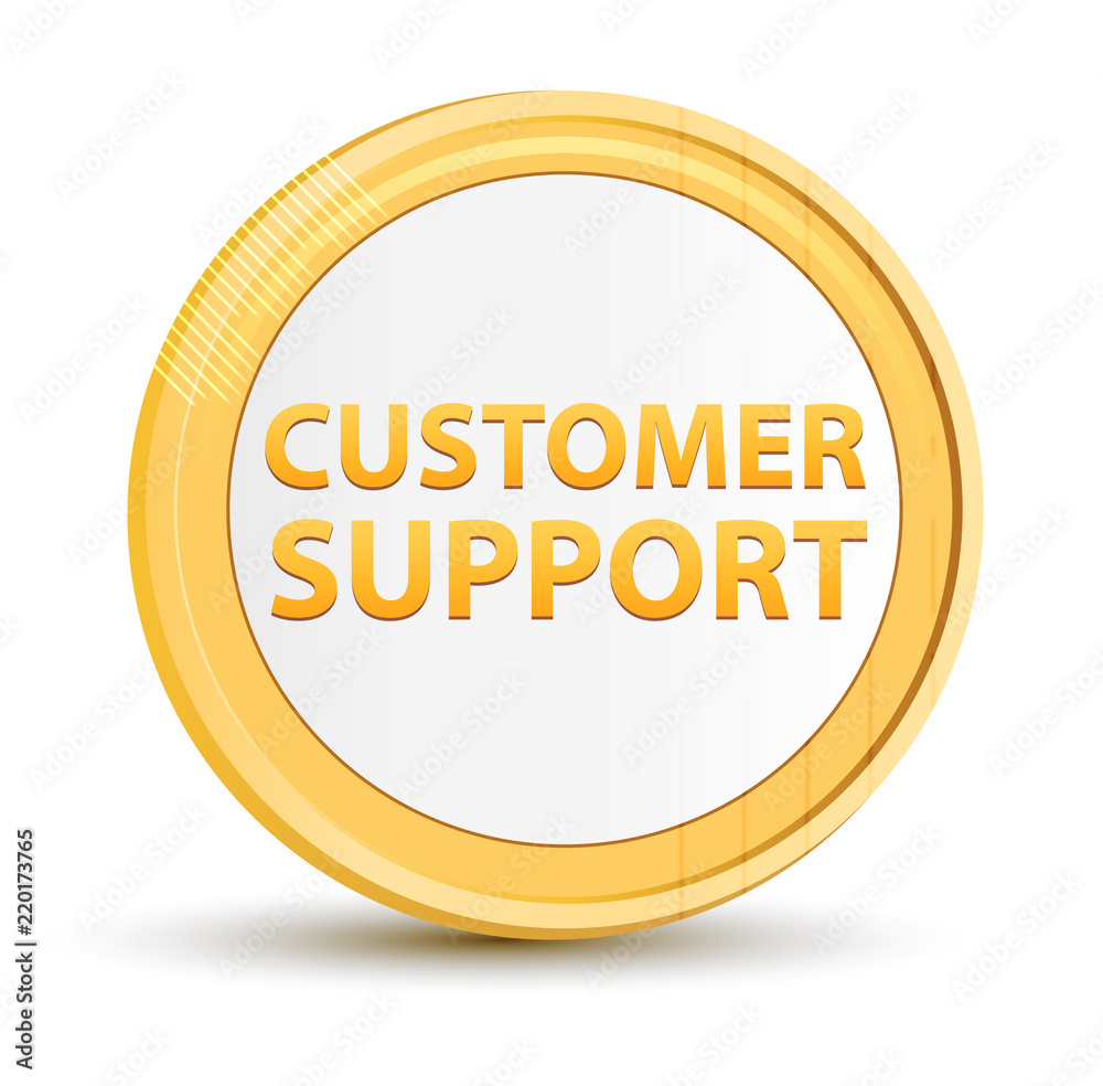 Customer Support gold round button Customer Support gold round button