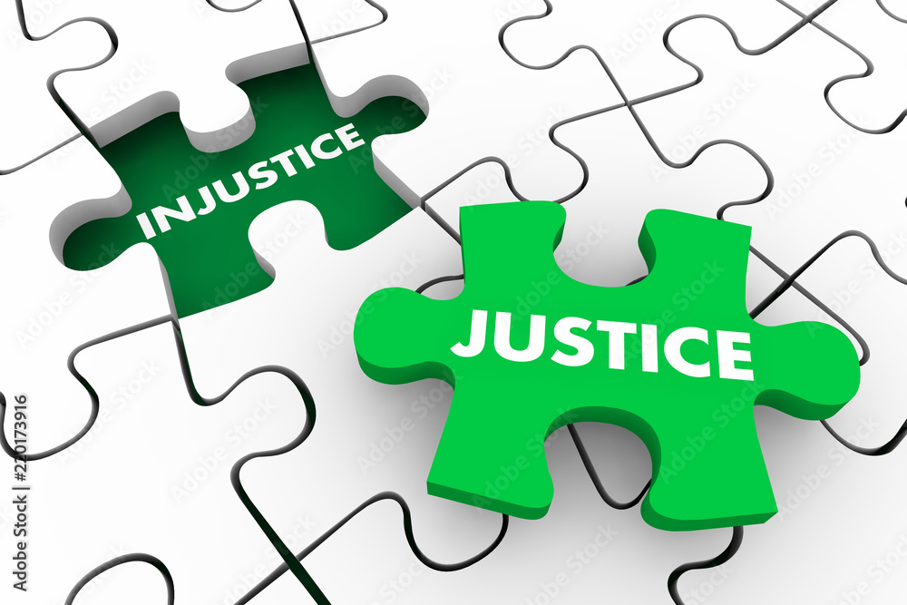 Justice Vs Injustice Fight for Fairness Rights Puzzle 3d Illustration Justice Vs Injustice Fight for Fairness Rights Puzzle 3d Illustration