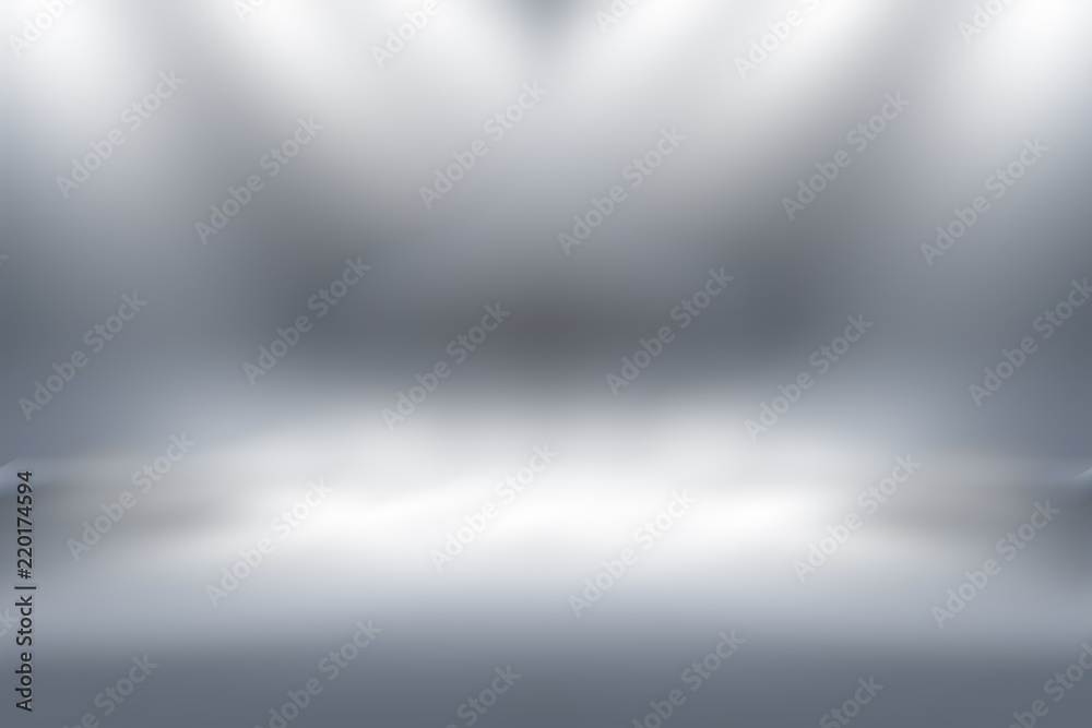 Obraz premium soft gray studio room background, grey floor backdrop with spotlight 