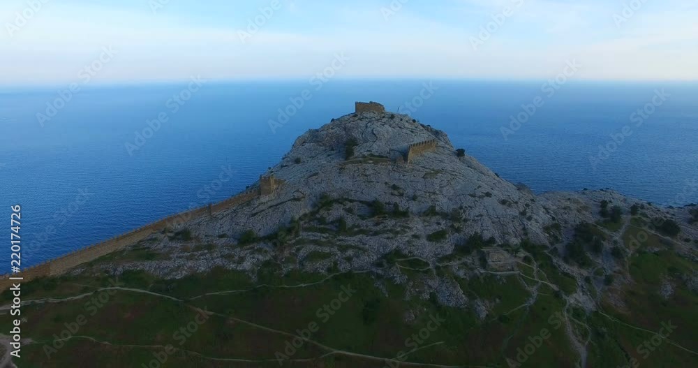 Aerial view of the Genoese fortress on a Sunny summer evening. Aerial view of the Genoese fortress on a Sunny summer evening.