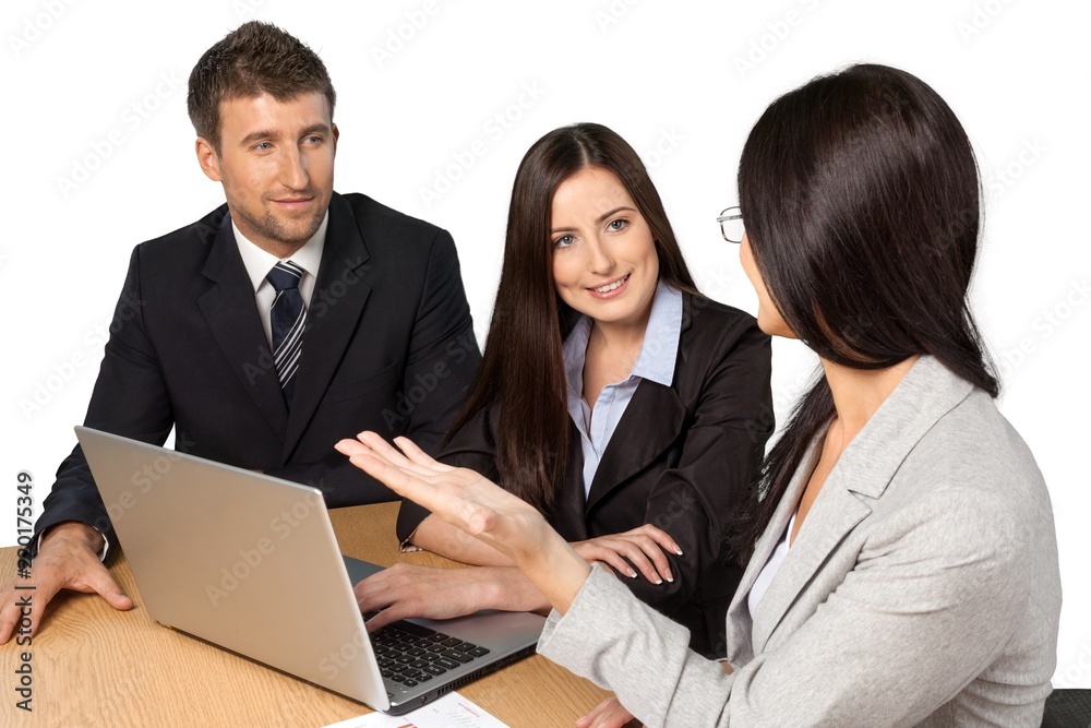 Portrait of Businesspeople Working with Laptop