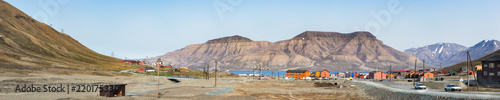  Panorama of the center of Longyearbyen in Svalbard, Norway.