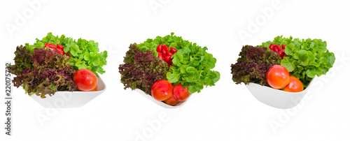 Fototapeta Naklejka Na Ścianę i Meble -  Salad with  fresh vegetables isolated on white background. Greek salad.