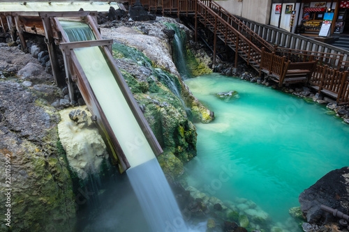 Yunatake hot spring in the middle of Kusatsu Onsen town in Gunma, japan