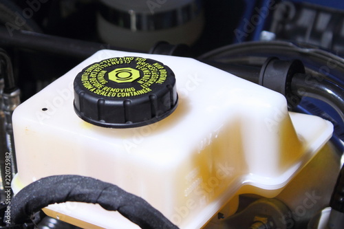Close-up car tank with brake fluid,