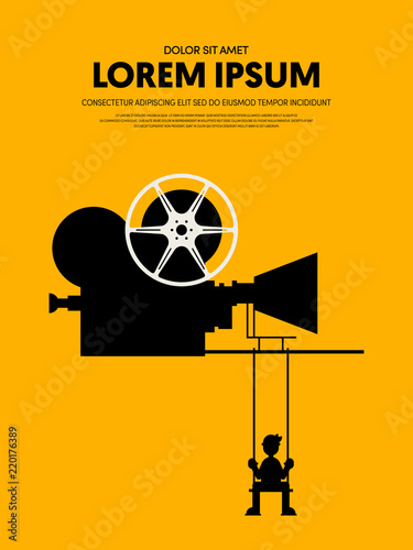 Movie and film poster template design modern retro vintage style