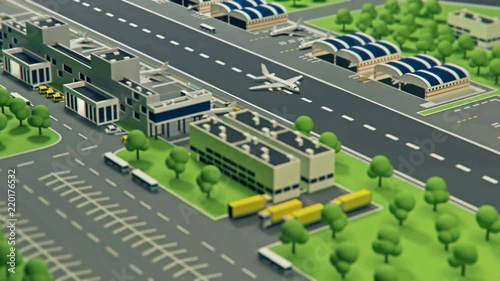 3d airport with planes animation