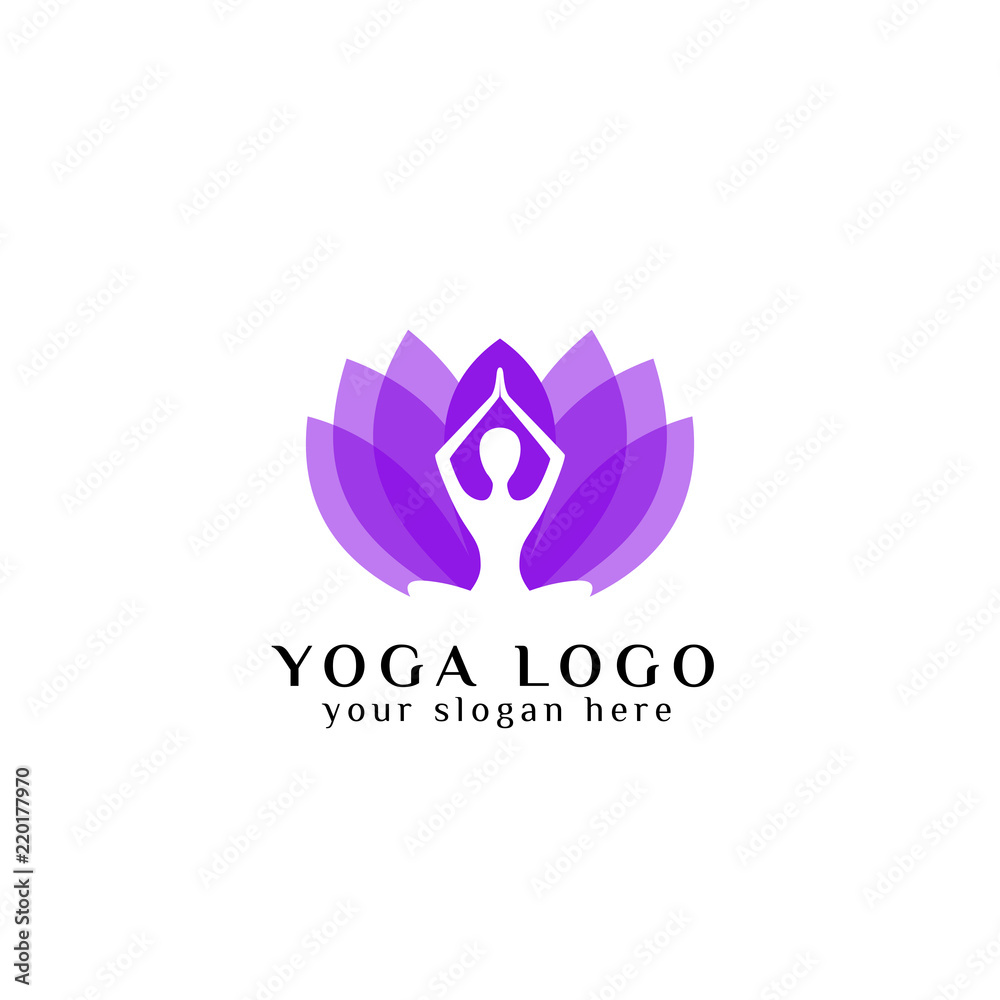 yoga logo design stock in overlay color style. human meditation in lotus flower vector illustration yoga logo design stock in overlay color style. human meditation in lotus flower vector illustration
