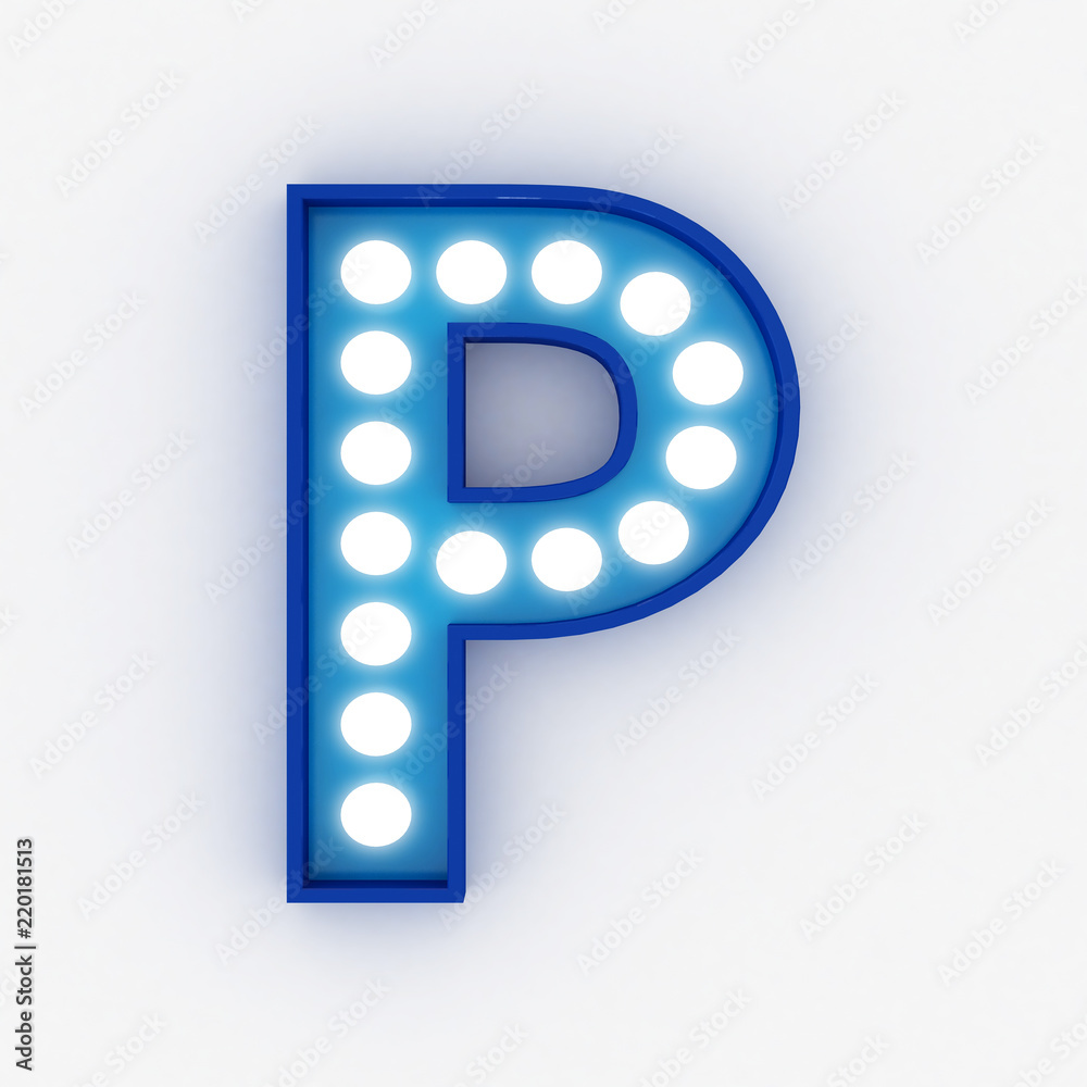 bulb neon sign blue alphabet 3d render bulb neon sign blue alphabet 3d render