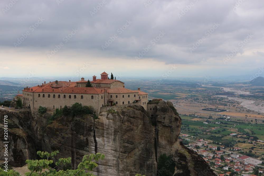 View to the monastery of Saint Stephen, Meteora, Thessaly, Greece
