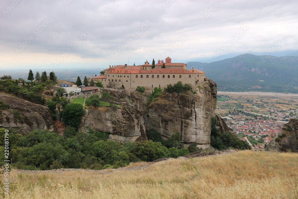 View to the monastery of Saint Stephen, Meteora, Thessaly, Greece