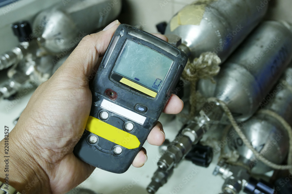 Personal H2S Gas Detector,Check gas leak. Safety concept of safety and security system on