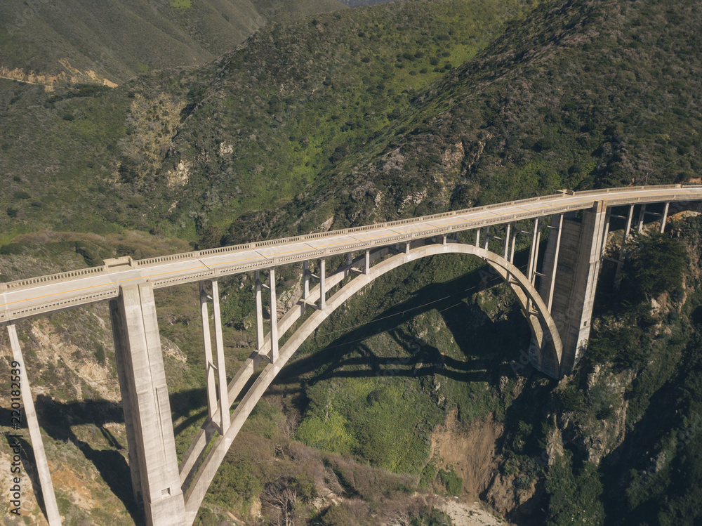 Bixby Bridge Highway 1 California Top Down Drone Aerial 