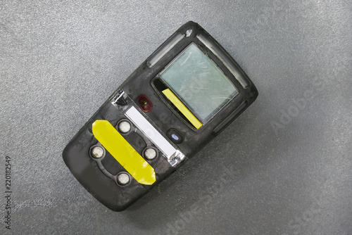Personal H2S Gas Detector,Check gas leak. Safety concept of safety and security system on offshore oil and gas processing platform, hand hold gas detector. 