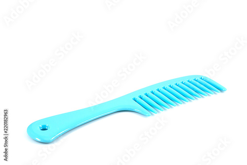 blue plastic comb isolated