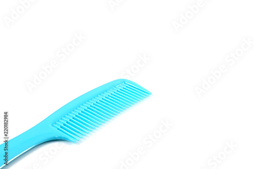 blue plastic comb isolated