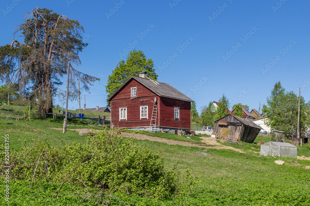 Wooden house in the village, Karelia