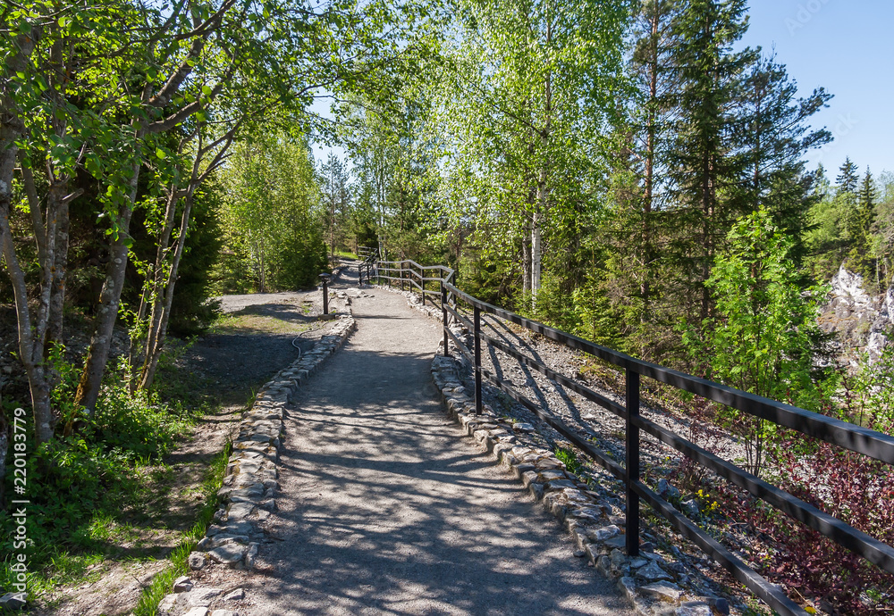 A trail in the mountain park of Ruskeala