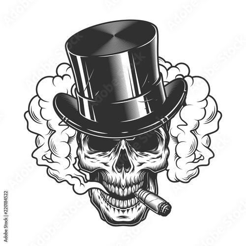 Skull in smoke cloud