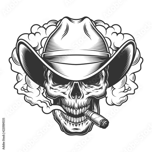 Skull in smoke cloud