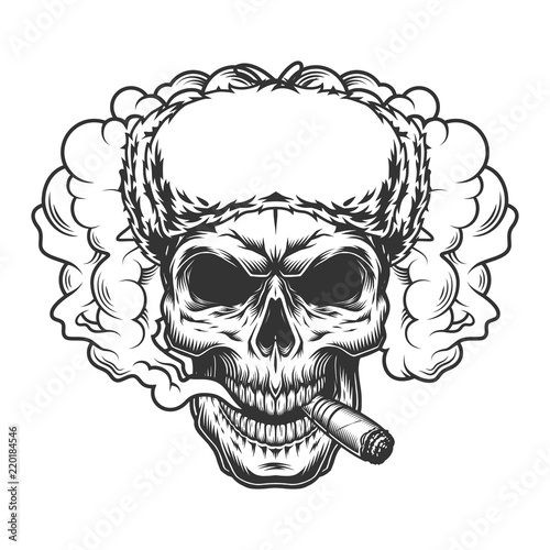 Skull in smoke cloud