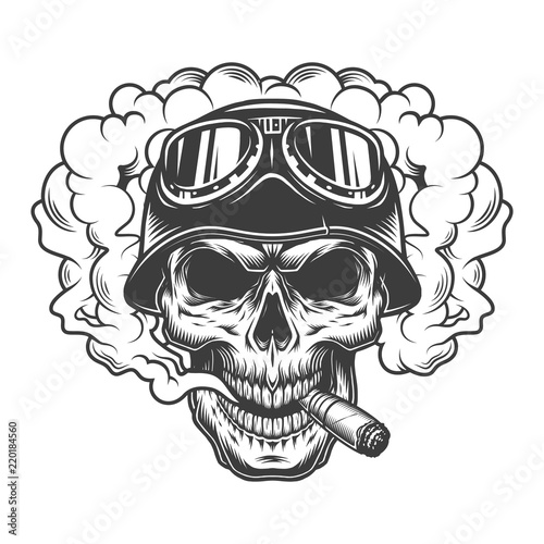 Skull in smoke cloud